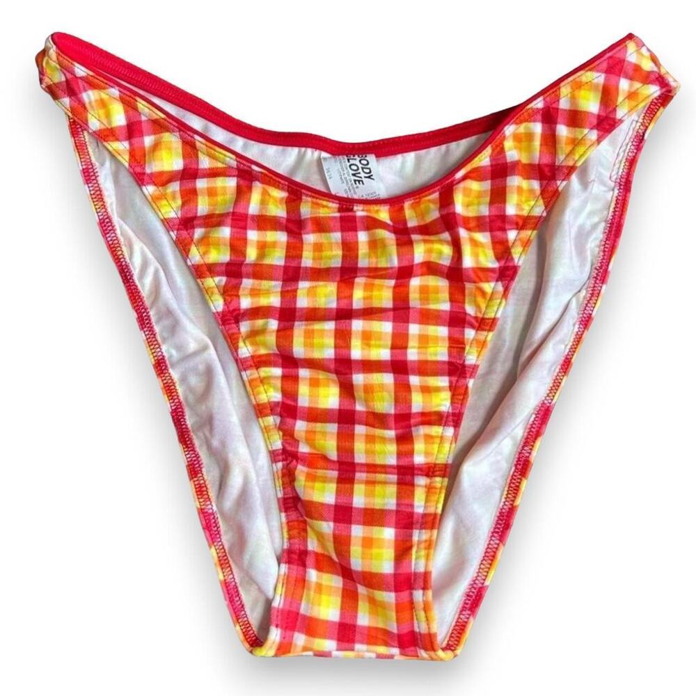 Vintage deadstock body glove plaid bikini bottoms